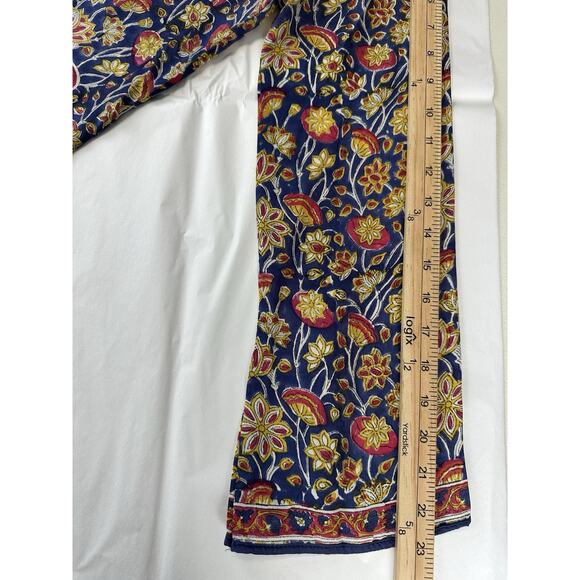 Tolani Size M 100% Silk Multi Color V Neck Long Sleeve Tunic Top Boho - Picture 13 of 14